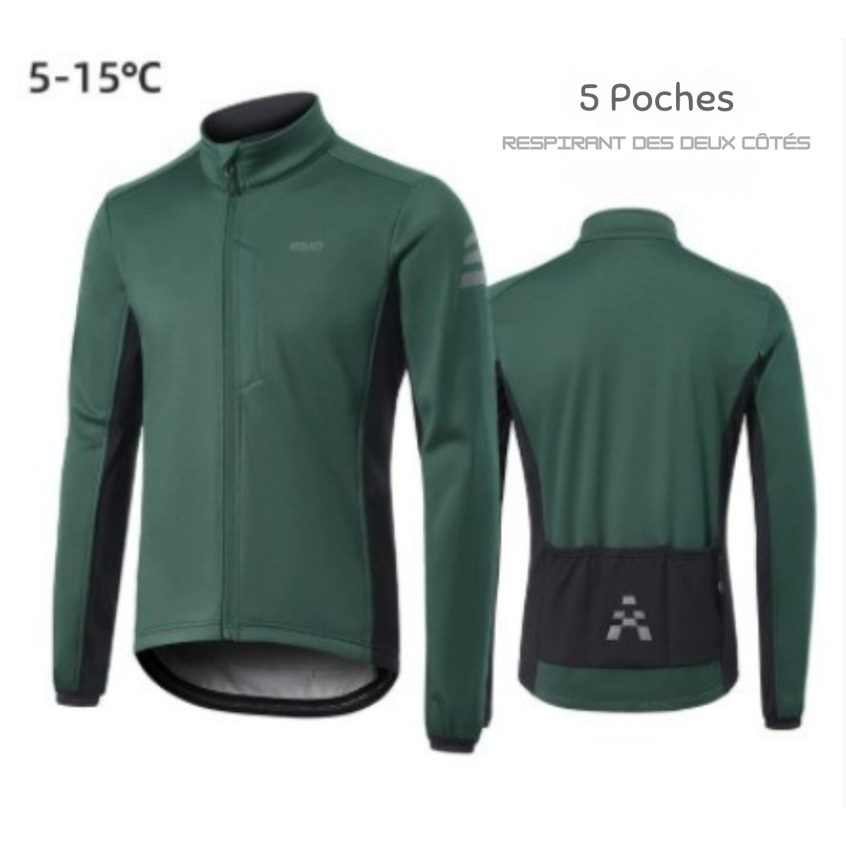 Winter cycling jacket | windproof, warm and with fleece lining
